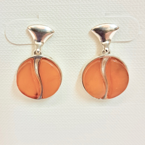HWG-2346 Earrings, Single Round Golden Amber with Split $55 at Hunter Wolff Gallery